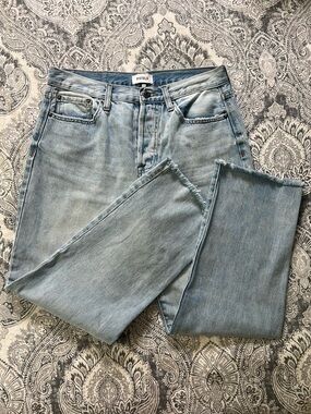 055 - Pistola light blue frayed-hem straight jeans
